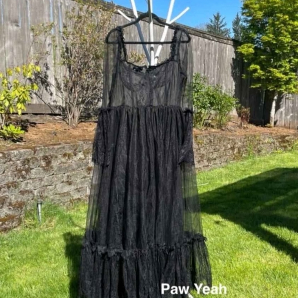 Dolls Kill Black Lace Midi Dress